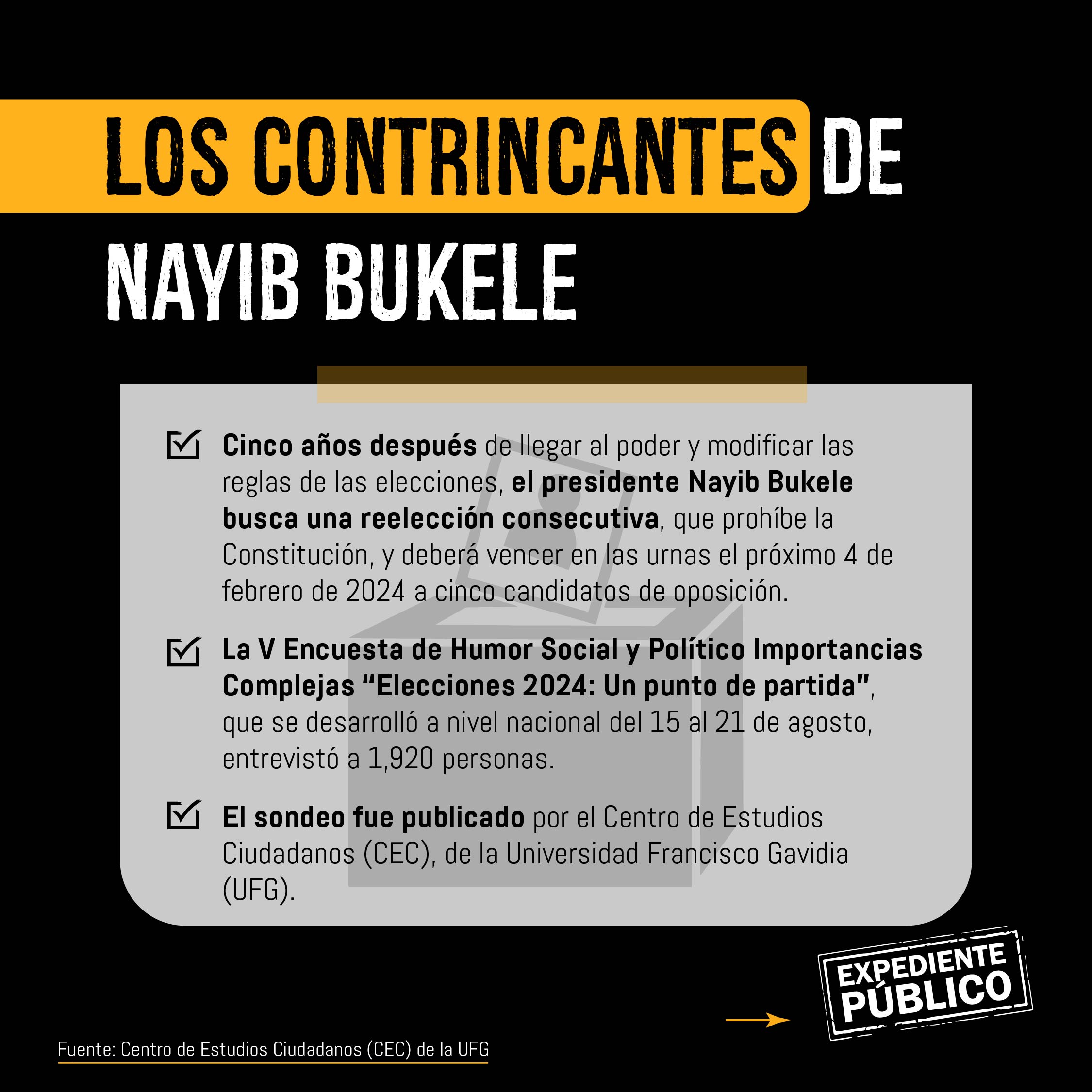 Cinco candidatos opositores enfrentan a la aplanadora de Bukele