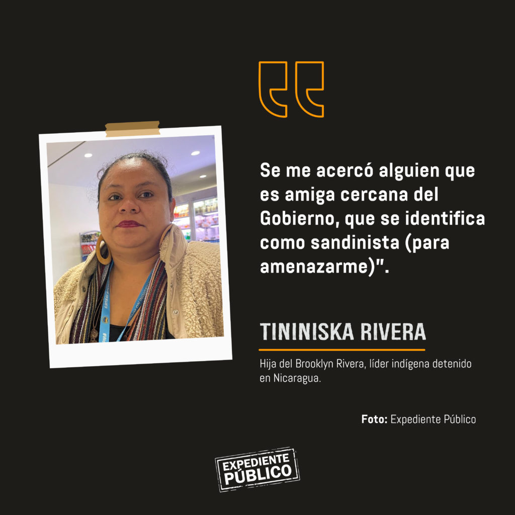 La hija de Brooklyn Rivera, Tininiska Rivera, confirmó a Expediente Público que recibió amenazas de personal nicaragüense acreditado en la misión diplomática en la sede de Naciones Unidas.
