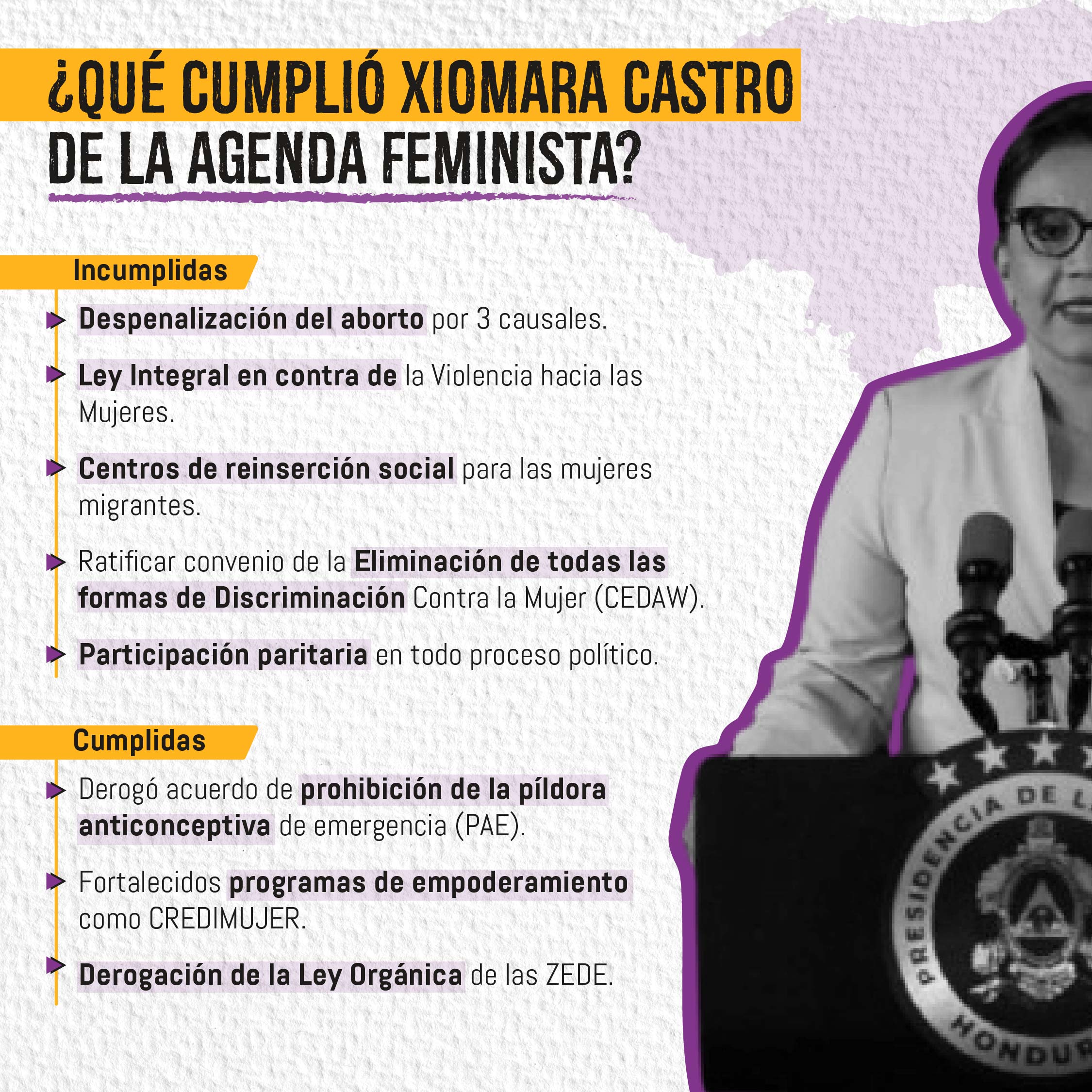 Las deudas pendientes del gobierno de Castro con las mujeres hondureñas