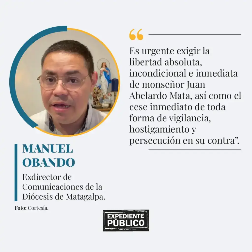 Católicos exiliados piden libertad para el obispo Abelardo Mata en Nicaragua  